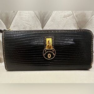 Dooney & Bourke Black Wallet with Gold Hardware